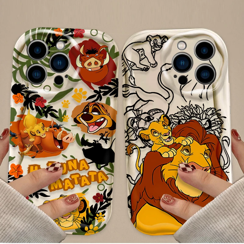 Funda Disney el Rey León onda 3D para iPhone 16 16E 15 14 13 12 11 Pro Max X XS X S Max XR SE 2020 SE4 7 8 funda transparente de silicona