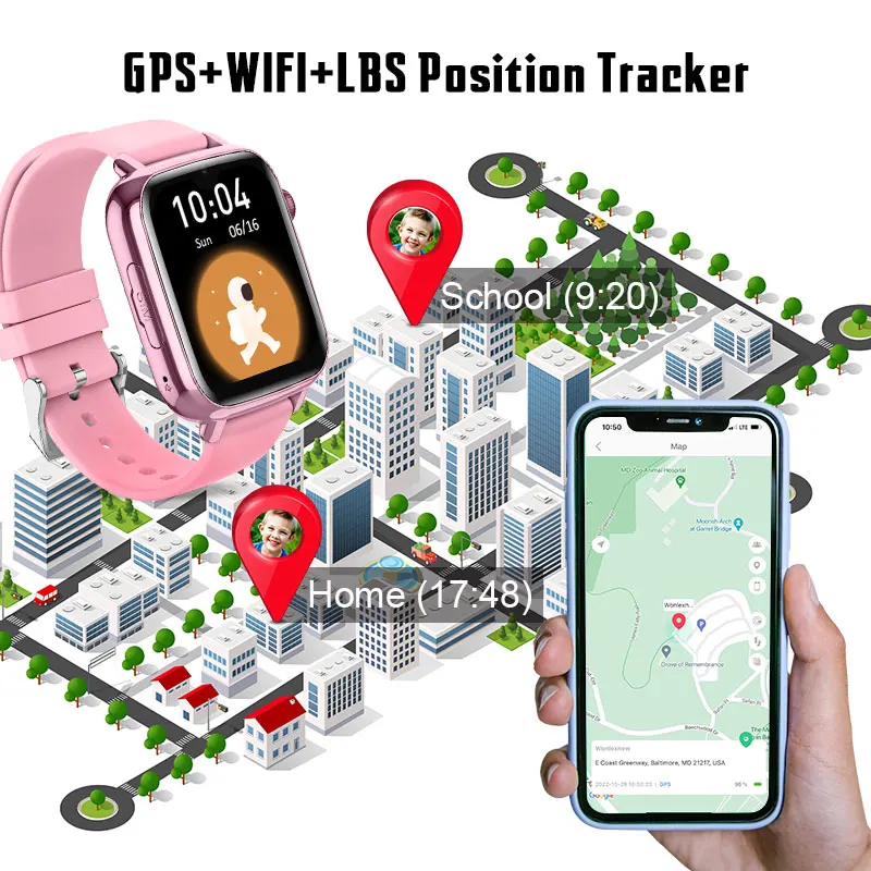 Getfitsoo 4G Smart Watch für Kinder mit GPS WiFi Kamera Video Chat Videoanruf Kt34 Klassenmodus WhatsApp Tiktok Kid SmartWatch