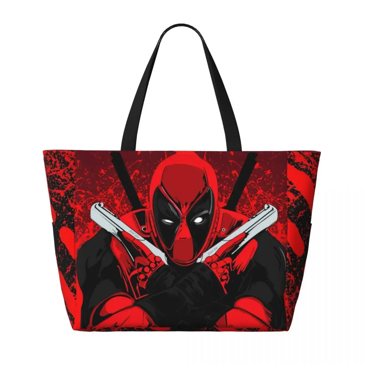 Custom Deadpool Beach Tote Bag for Women Extra Large Gym Carry On Travel Shopping Bags