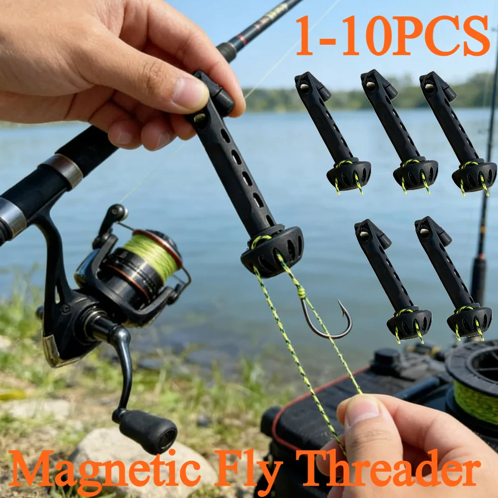 1-10 Stück Tragbarer Magnetischer Fliegenschnur-Einfädler, Leichter Multifunktionaler Angelschnur-Einfädler, Werkzeug für Angler