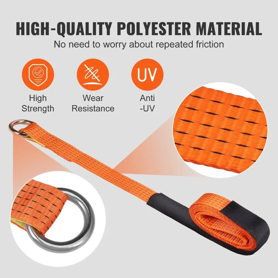 ربطة عنق للسيارة مع سلسلة مرساة Lasso Style 2 × 120 أشرطة إطارات 5865 رطل تحميل عمل 11023 رطل قوة كسر مع نفاث ثقيل