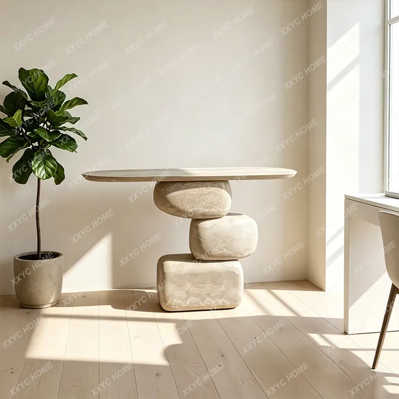 Minimalist marble pattern entrance table light luxury modern living room entry high-end entrance table