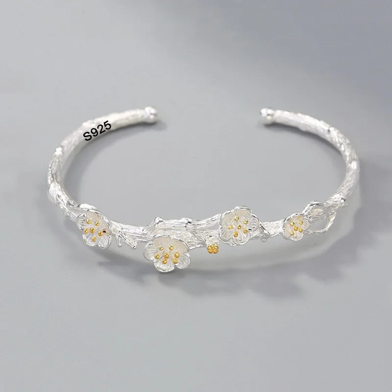 

925 Sterling Silver Bracelets for Women Men String Accessories Trend Vintage Flower Pendant Party Jewelry Gift