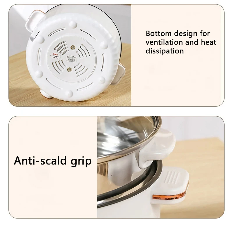 طباخ كهربائي محمول متعدد الوظائف، وعاء منزلي بطبقة مزدوجة، أواني طهي صغيرة غير لاصقة للمطبخ والأجهزة المنزلية #4