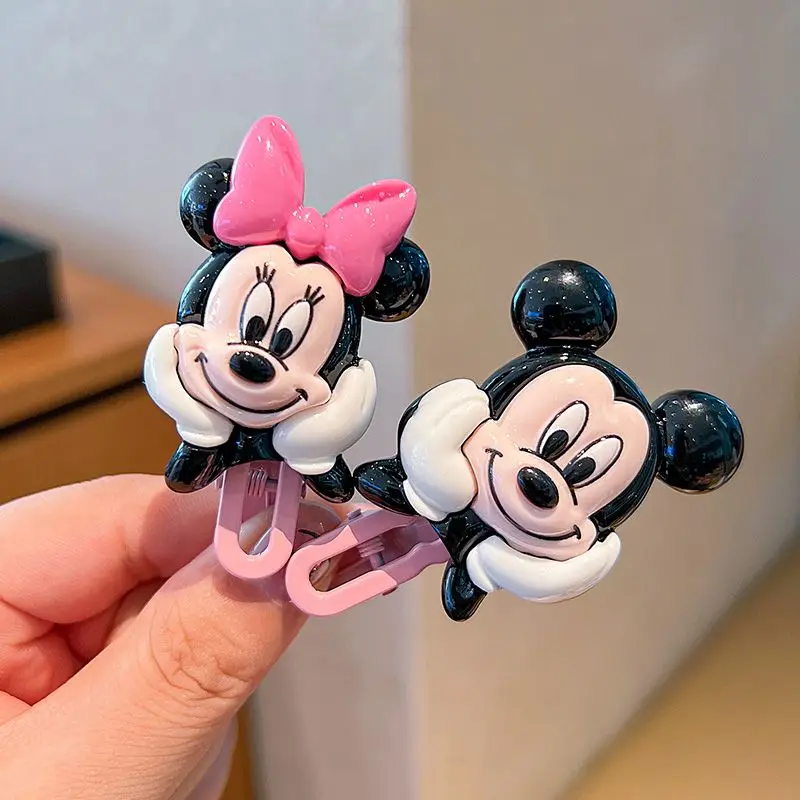 

Mickey Minnie Mouse Hair Clips for Girls Cute Baby Girl Barrettes Non-Slip Duckbill Snap Clips Children's Hair Accessories 2PCS