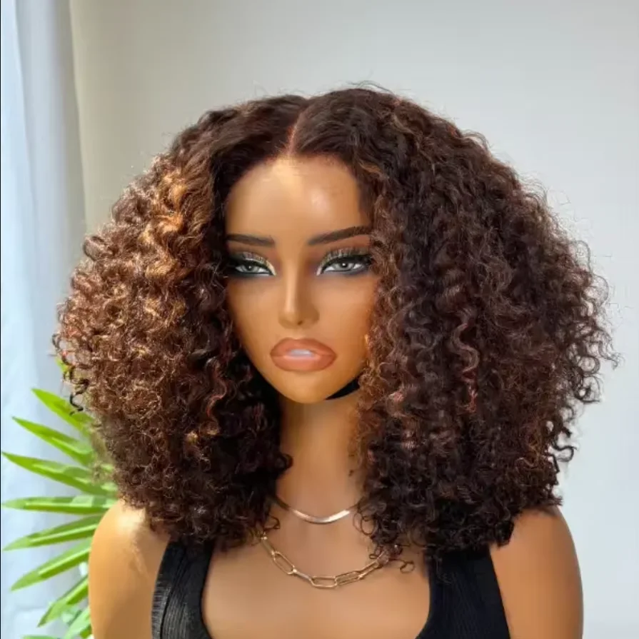 

P4/27 Выделенные вьющиеся короткие парики Боб Человеческие волосы 5x5 Парики с застежкой Бразильские глубокие волны Кружевные фронтальные парики Ombre Коричневые бесклеевые парики