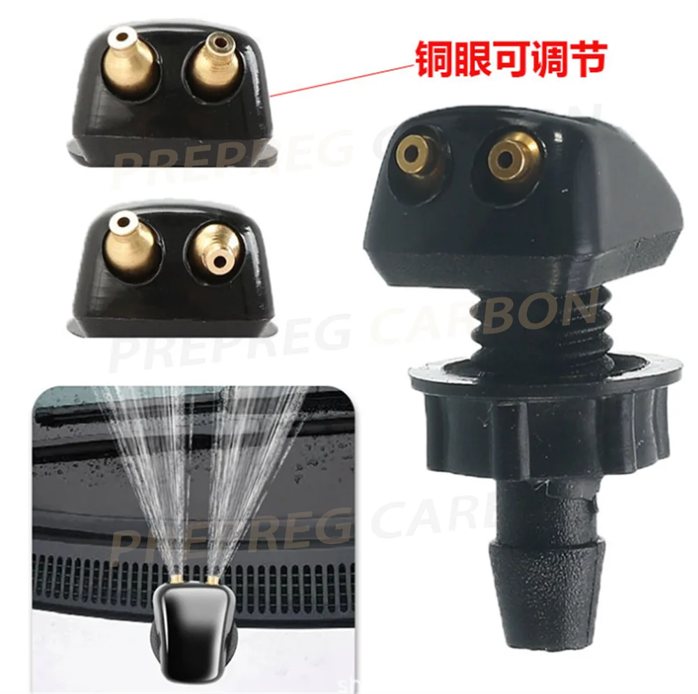 Car Windshield Wiper Washer Spray Nozzle Fits Most Car Models Car Dual Holes Windshield Washer Nozzle Water Spray 2Pcs