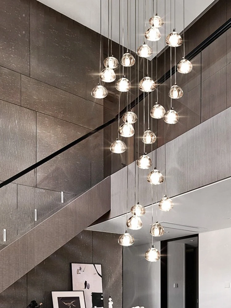 Modern LED Water Droplets Ceiling Chandeliers Elliptic Living Dining Room Pendant Lamp Staircase Hanging Light Luster Fixtures