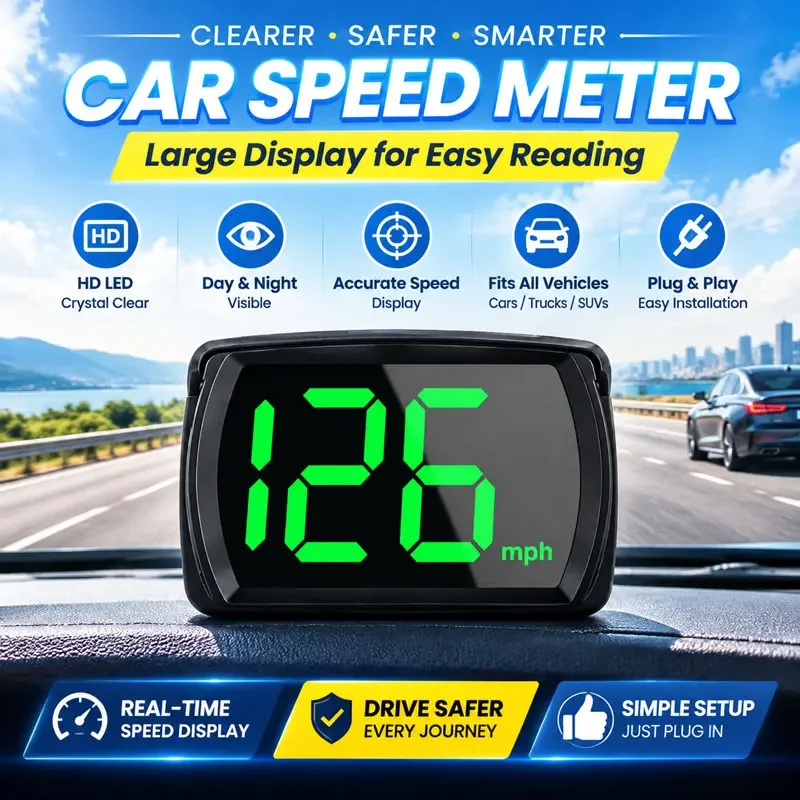 New Car HUD Display Car Headup  Display MPH Digital Speedometer with LED Large Font Display for Car Truck SUV Motorcycle