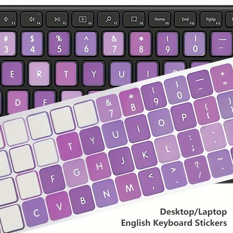 Notebook & Desktop English Keyboard Stickers – Purple-Colored Key Stickers, Scratch-Resistant, Dustproof Keyboard Protectors