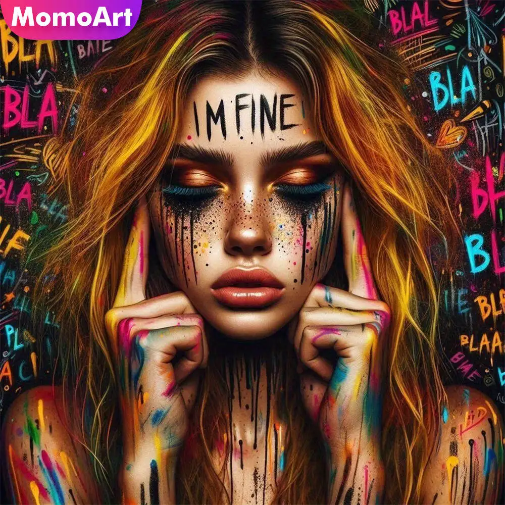 Momoart New Arrival Diamond Mosaic Woman Portrait Diamond Painting DIY Picture Of Rhinestones Embroidery Home Decoration