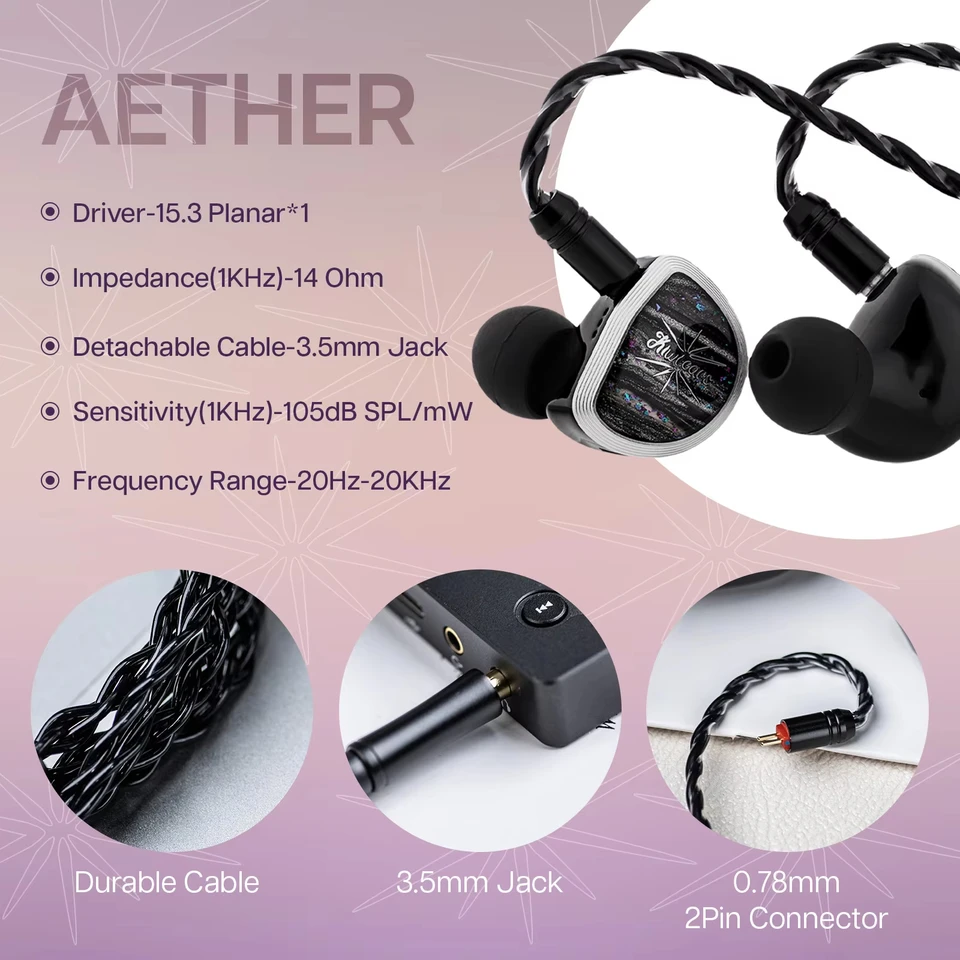 Kiwi Ears Aether 15.3mm 大型平面ドライバー IEM Hifi イヤホン