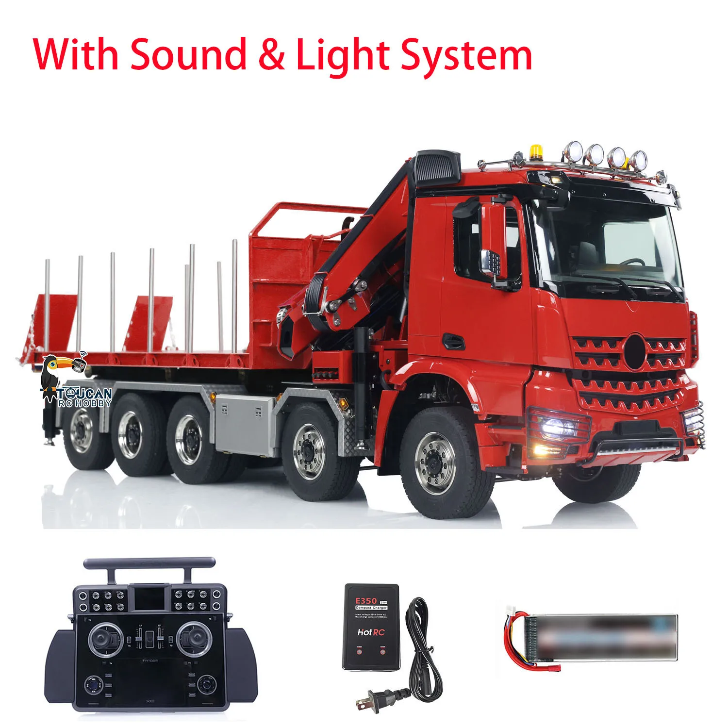 Metal 1/14 Hydraulic RC Flatbed Timber Dump Truck 10x10 Radio Control Crane Finished Cars Sound Light Vehicle Machine THZH1827