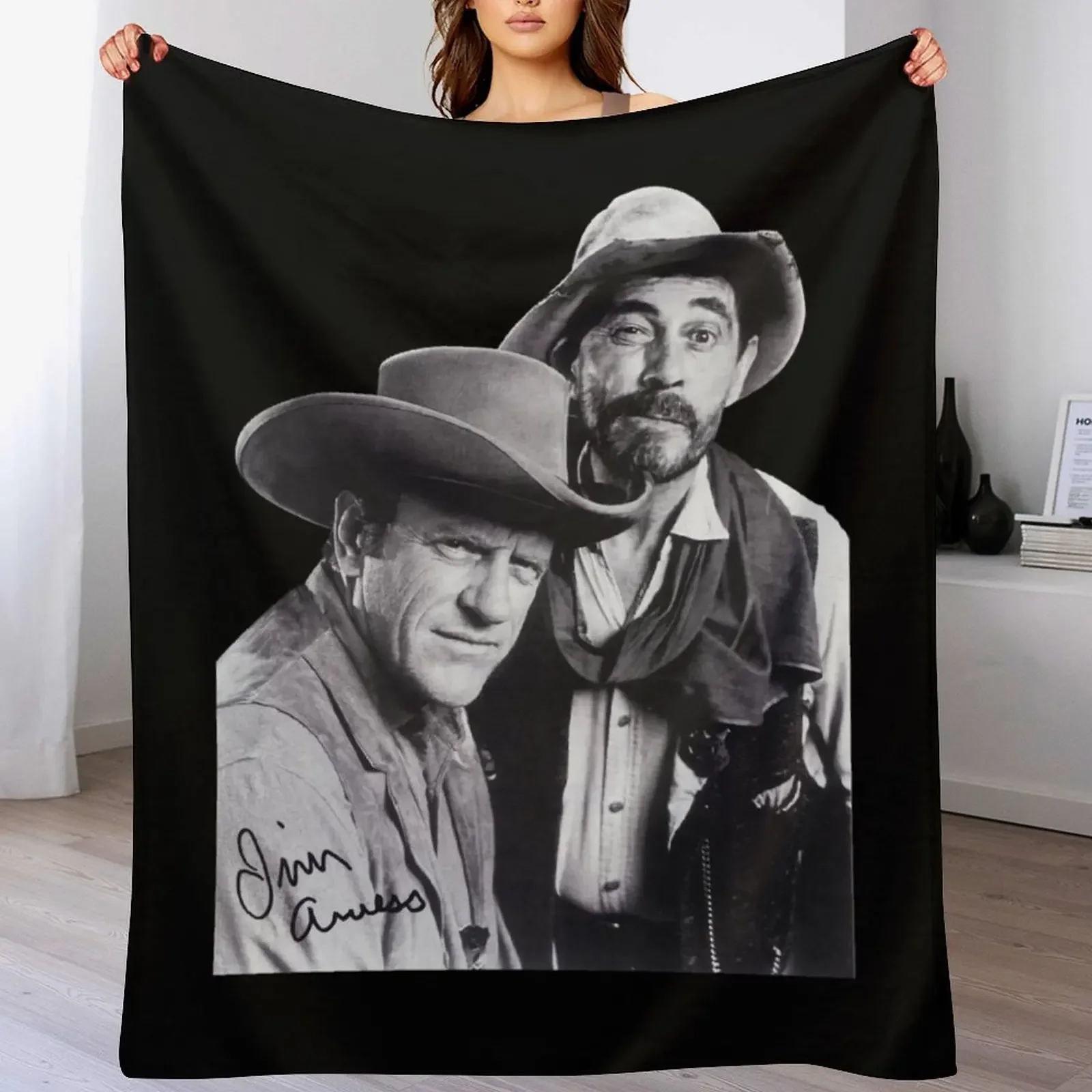

Gunsmoke Series James Arness And Matt Dillon Throw Blanket Stylish Couch Blanket for Home Living Room