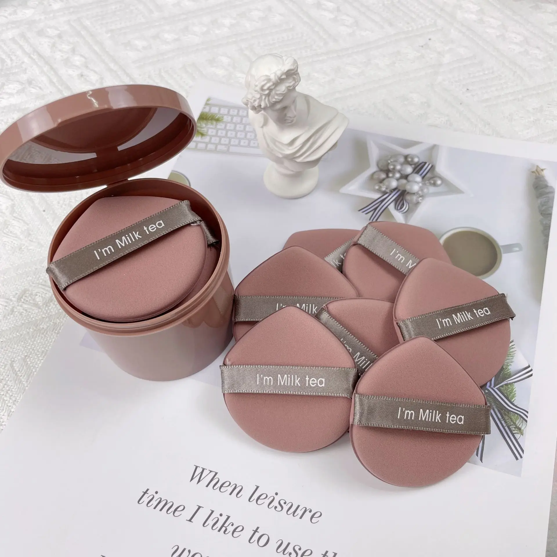 Juego de esponjas de maquillaje para mujer, herramienta para esponjas en polvo, uso en seco y húmedo, esponja de maquillaje femenina, base, licuadora gigante