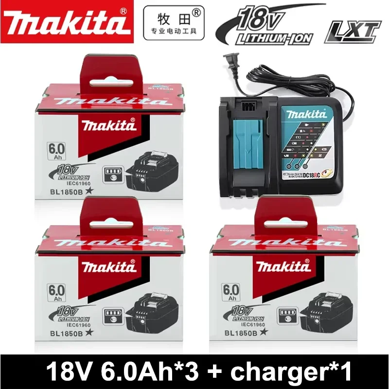 100% originele Makita 18V 6.0Ah oplaadbare accu, Makita BL1840B BL1850 BL1850B accu geschikt voor DTW700
