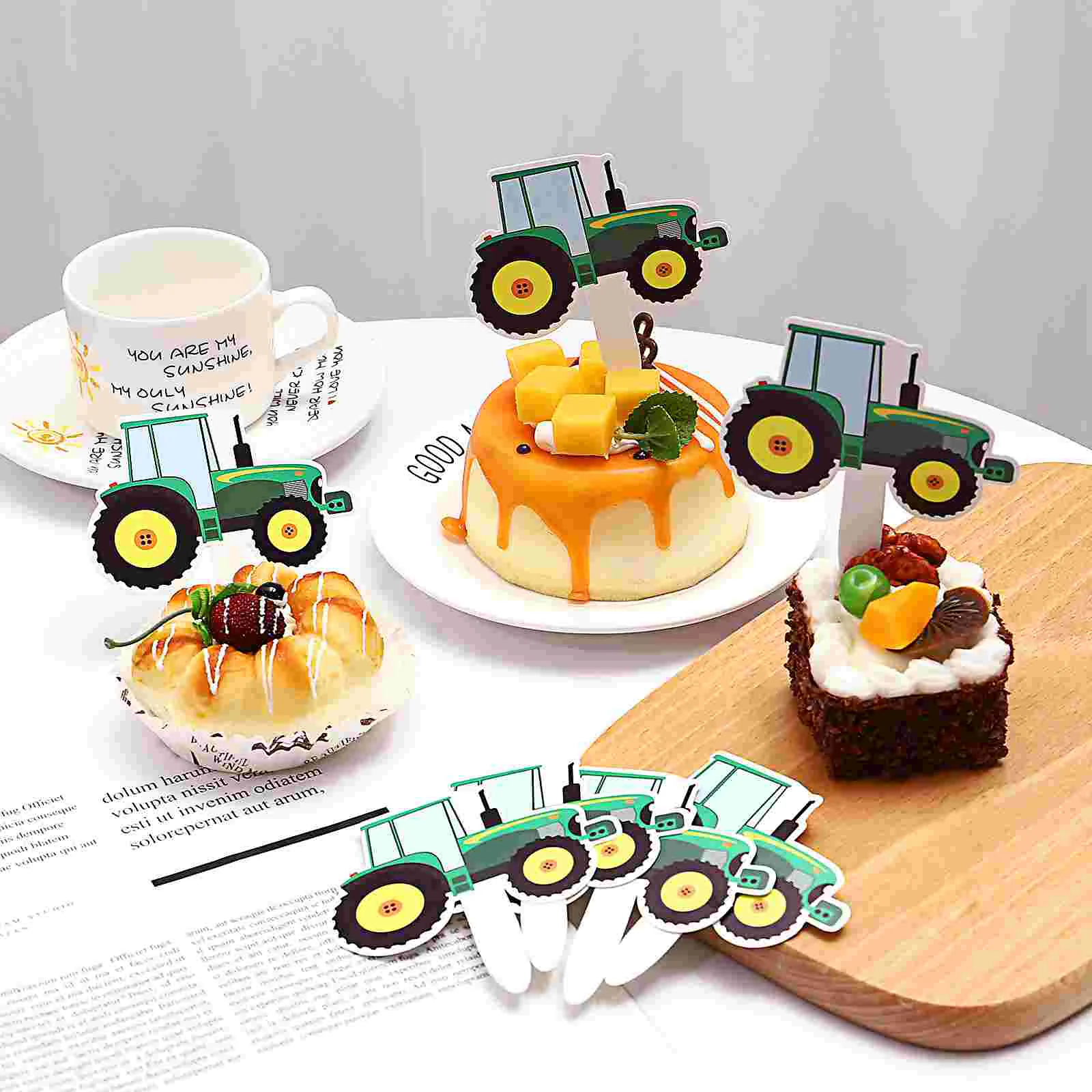 42pcs Construction Theme Cupcake Toppers Paper Cake Topper Decorations Birthday Excavator Cake Topper