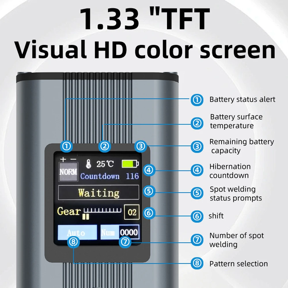 2200mAh Battery Spot Welder 11 Gears Adjustable Mini Portable Handheld Digital Display Spot Welding Machine Automatic Manual