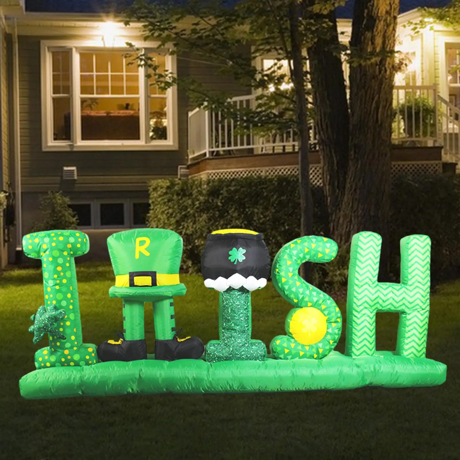 

ST.patrick's Day Inflatable Props Built in LED Lights with Blower Funny Lighted up for Yard Backyard Lawn Outdoor Indoor Garden