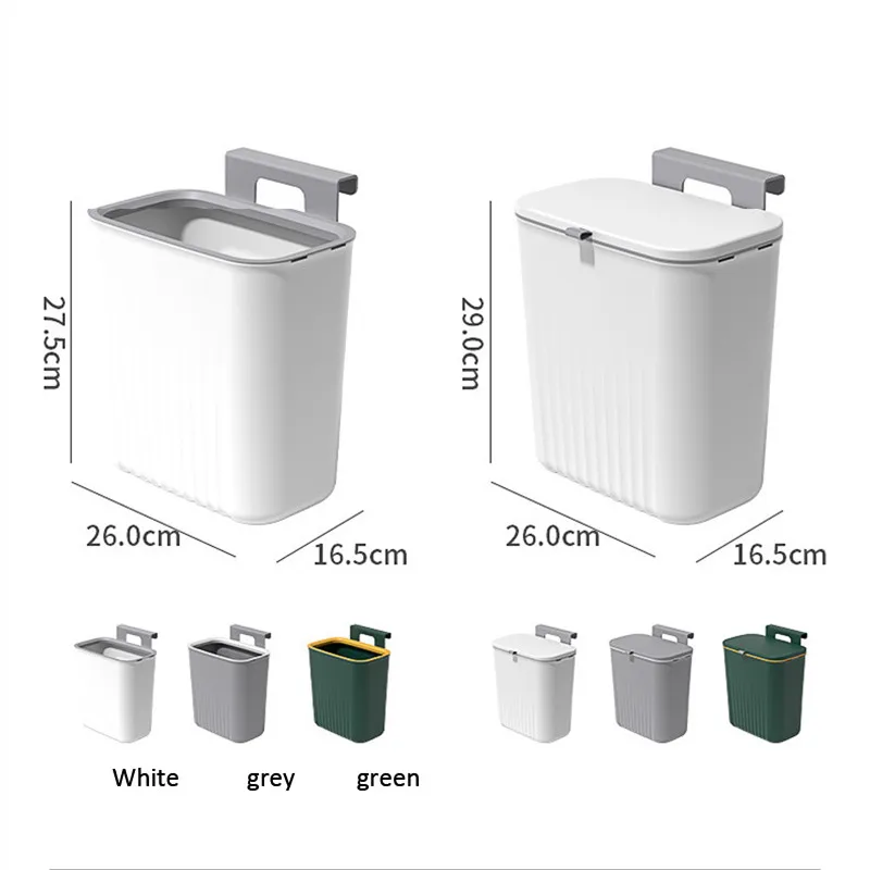 Wall Mounted Hanging Trash Bin Kitchen Trash Can Cabinet Door Bathroom Trash Can With Lid Garbage Bin Counter Bins Dustbin