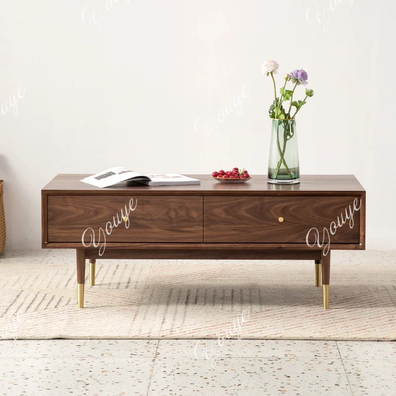 

SX Nordic Black Walnut Coffee Table Living Room Combination Furniture Black Walnut Solid Wood Furniture Can Be Customized