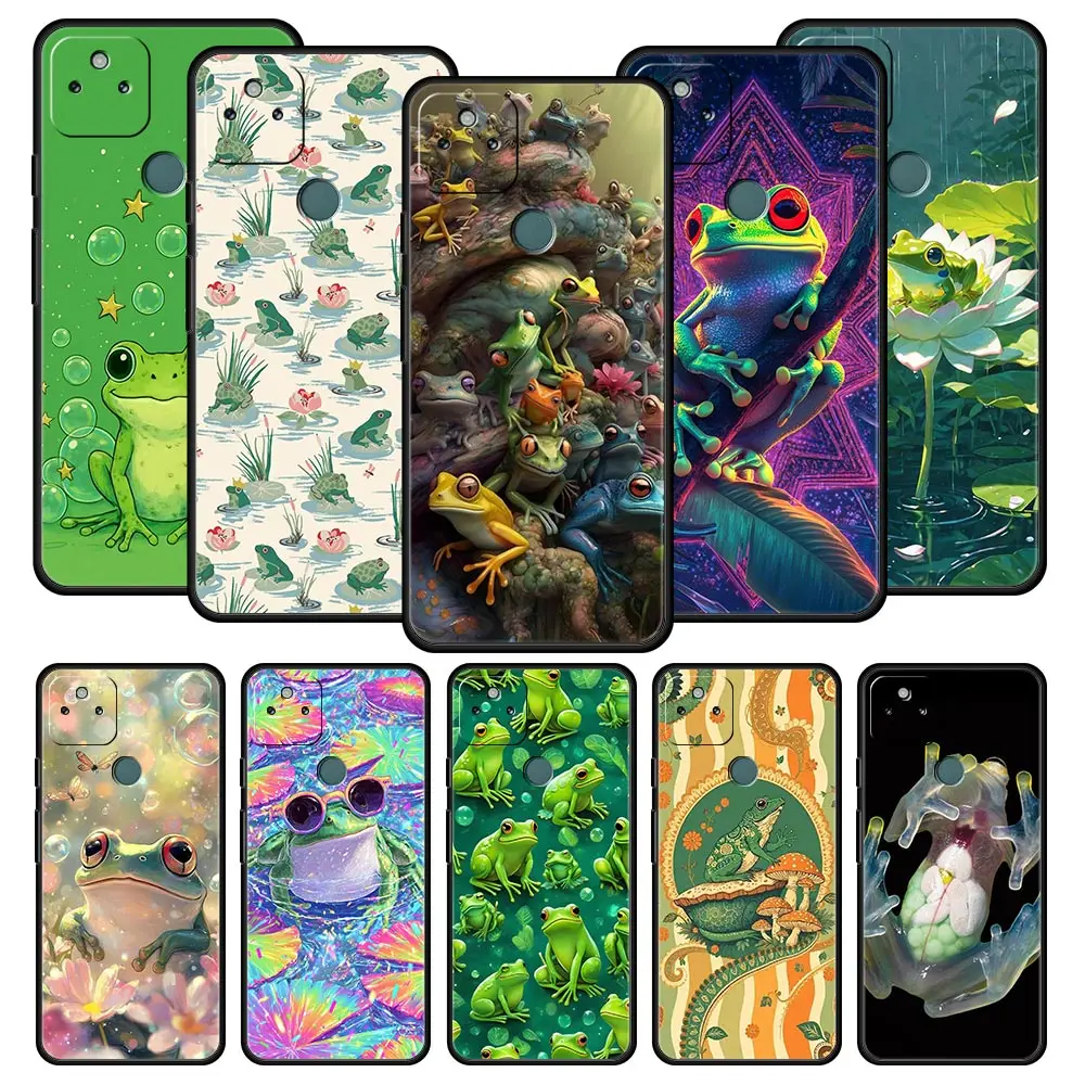Coque de téléphone pour Google Pixel 10 9 8 7 6 7A 6A Pro, antichoc, souple, en TPU, 10 9 Pro XL, coque Capas Fundas, imprimé grenouille réaliste