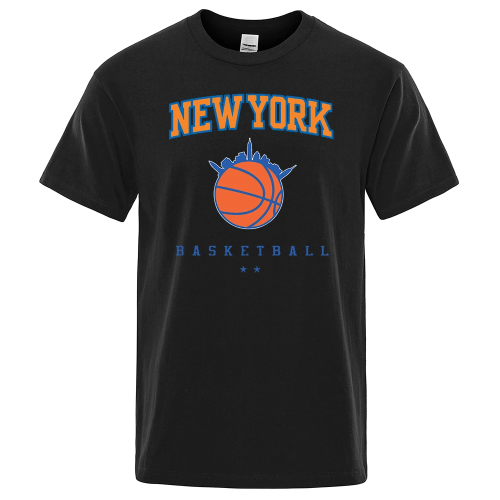 New York Basketball Persönlichkeit Straße Männliche Kleidung Hohe Qualität Oversize T-Shirts Sommer Atmungsaktive T-Shirt Hip Hop Baumwolle Tops