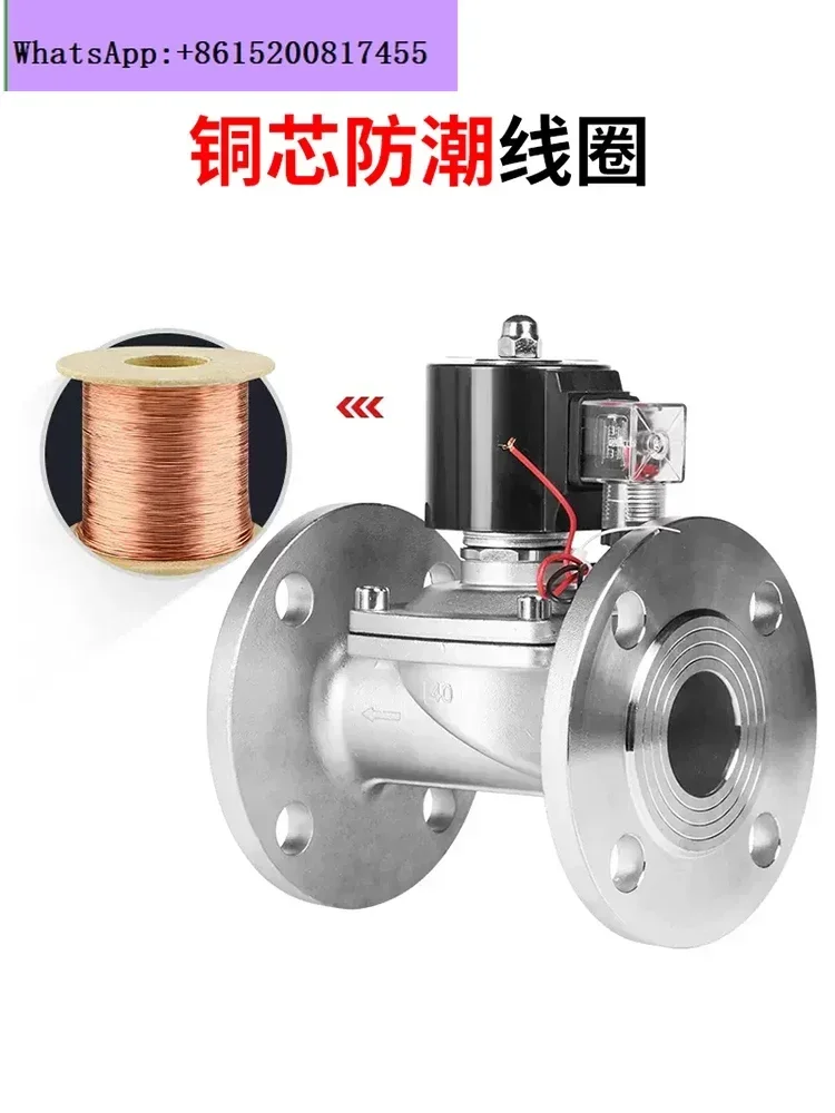 

304 Normally Closed Moisture-proof Flange Solenoid Valve Weak Corrosion Resistant Copper Coil