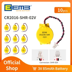 10PACK CMOS Bateria EEMB 3V CR2016 Bateria z wtyczką SHR Płyta główna Laptop Zamienna bateria do komputera PC