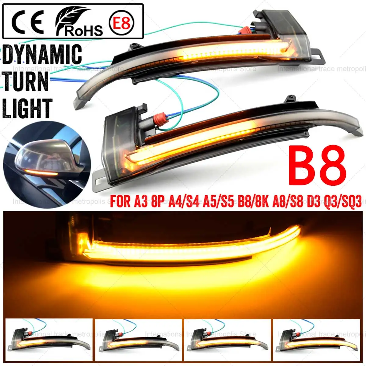 

For Audi A4 A5 B8 B8.5 A3 8P Q3 A6 C6 S6 SQ3 A8 D3 8K LED Dynamic Turn Signal Light Flasher Flowing Water Blinker Flashing Light