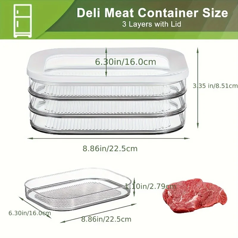 Contenedor de almacenamiento para refrigerador apilable con tapa, comidas hechas, organizador de cocina para almuerzo, carne y conservación de alimentos cocidos