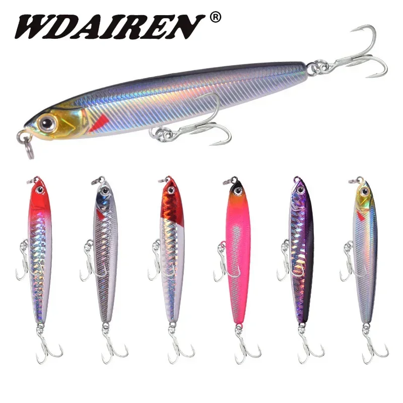 

1 Pc Trolling Pencil Sea Fishing Lures Sinking Wobblers Laser Plastic Tackle Artificial Bait with Strong Hooks for Bass Pike