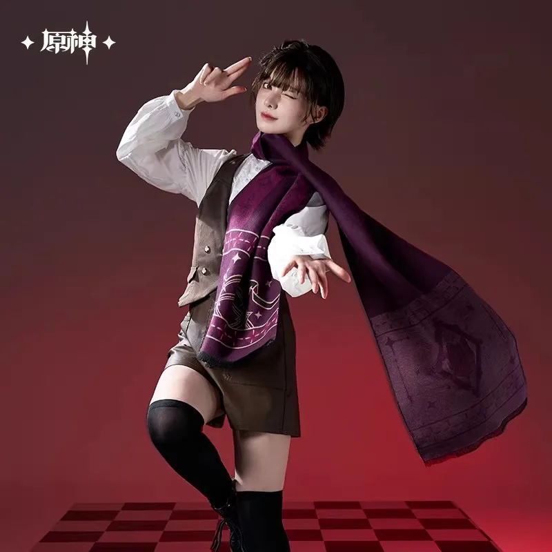 miHoYo Game Official Genshin Impact Magic Show Series Lyney Lynette Scarf Plush Shawl Clothing Accessory Cosplay Halloween Gifts
