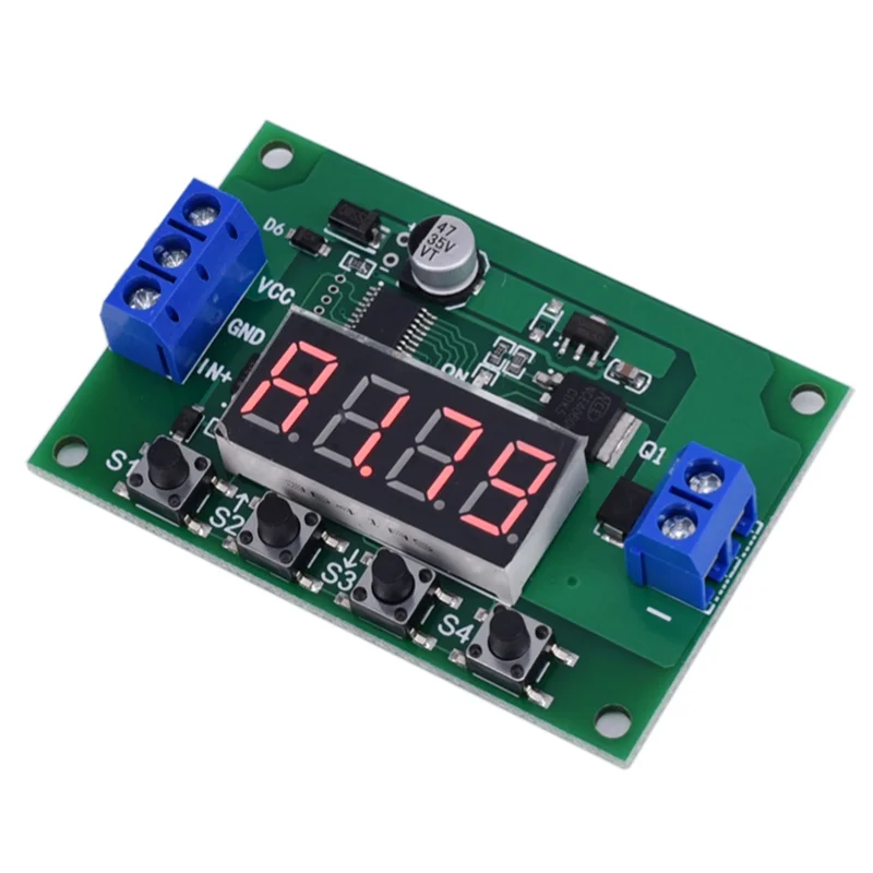 ABSQ-DC 12V LED デジタルサイクルタイムリレーモジュールトリガー遅延スイッチカウントダウンタイマータイミングボード 5 個 LED