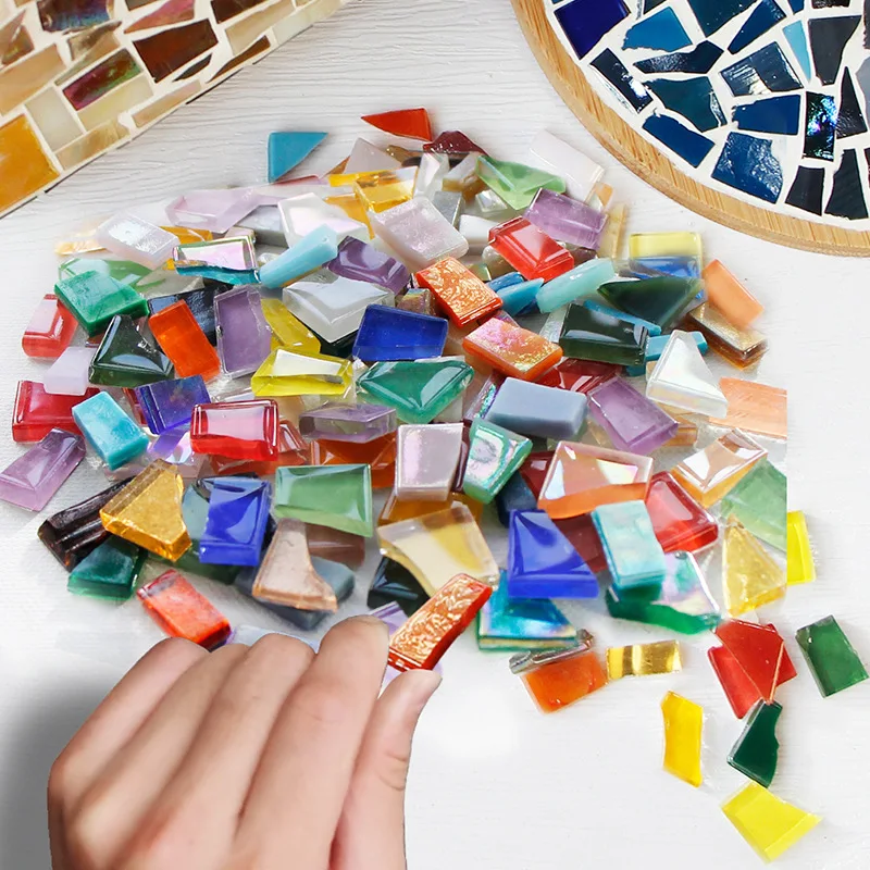 100g Clear Glass Mosaic Tiles Multi Color Mosaic Piece DIY Mosaic Making Stones for Craft Hobby Arts Home Wall Decoration arte