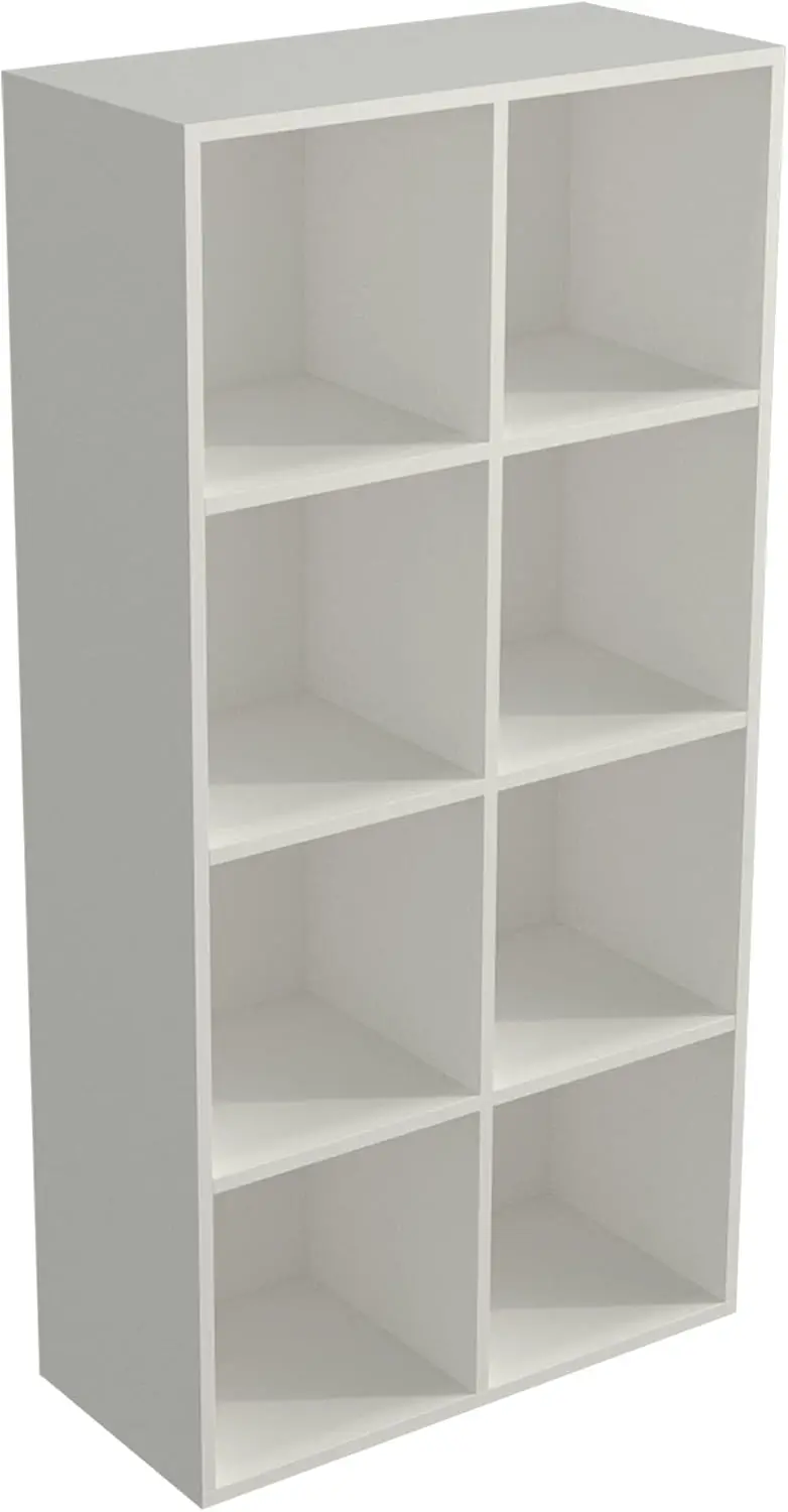 

8-Cube Storage Shelf Bookcase - Wooden 4-Tier Floor Standing Open Bookshelf