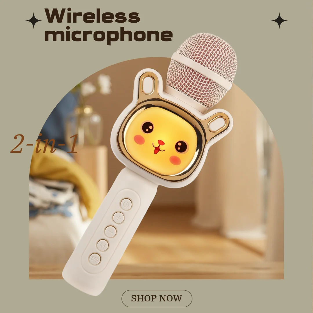 

Children Karaoke Toy Microphone, 2-In-1 Speaker, Bluetooth/PC Compatible, 4 Voice Changers Karaoke Microphone, TF Play