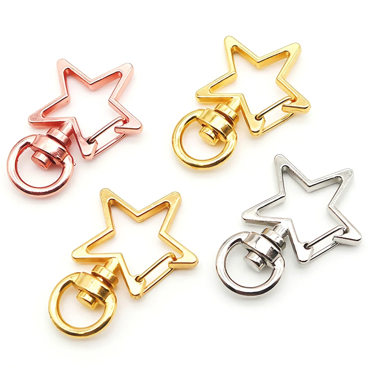 5pcs Metal Swivel Snap Keychain Hook Lobster Claw Clasps Star Shape Swivel Key Chains for Key Ring Lanyard DIY Jewelry Making