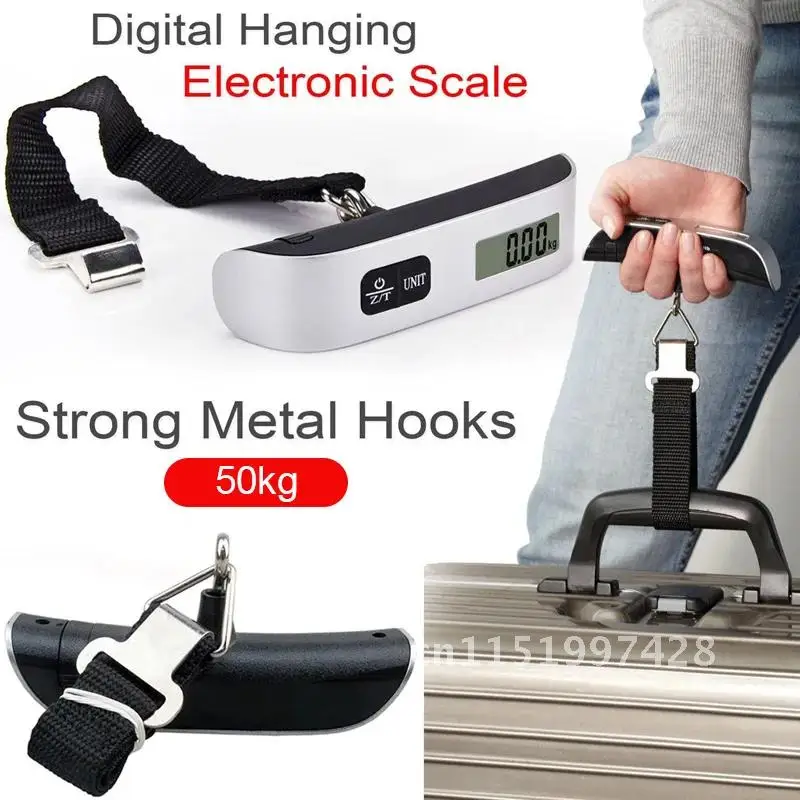 Hand-Held  Luggage ScaleTravel Digital Electronicweight scale Hanging Steelyard Hook scale 50kg / 110lbs LCD Portable scale