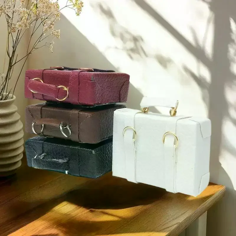 ملحق بيت الدمية - قطعة واحدة من حقيبة صندوق جلدية مصغرة، لعبة مجسمة لبيت الدمى الصغير بمقياس 1:12. #3