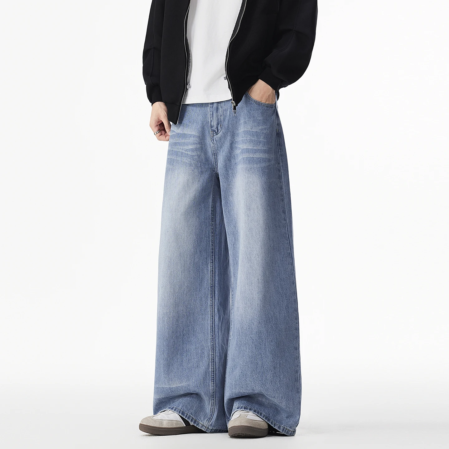 

N High Street Wide Leg Jeans Men's Baggy Straight Leg Fall 2025 Wash Retro Long Pants