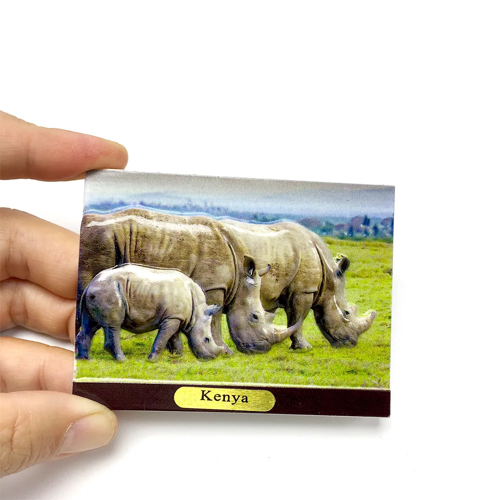 

‌Kenya White Rhino Mother and Calf Magnet, Resin Material, Magnetic Decoration‌