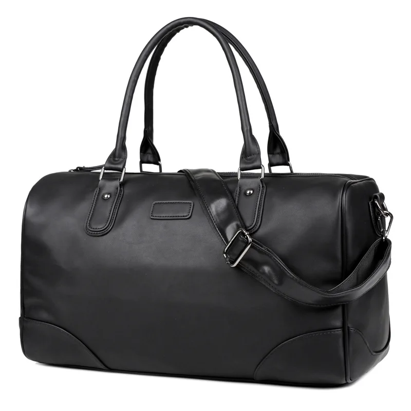

Travel Tote Men's Super Large Capacity PU Bag Business Trip Handbag Duffel Backpack Portable Single Shoulder Enlarged Black
