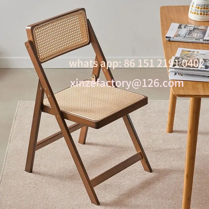 

Customizable Rattan Chair Home Folding Chair Nanzhu Solid Wood Backrest Dining Chair