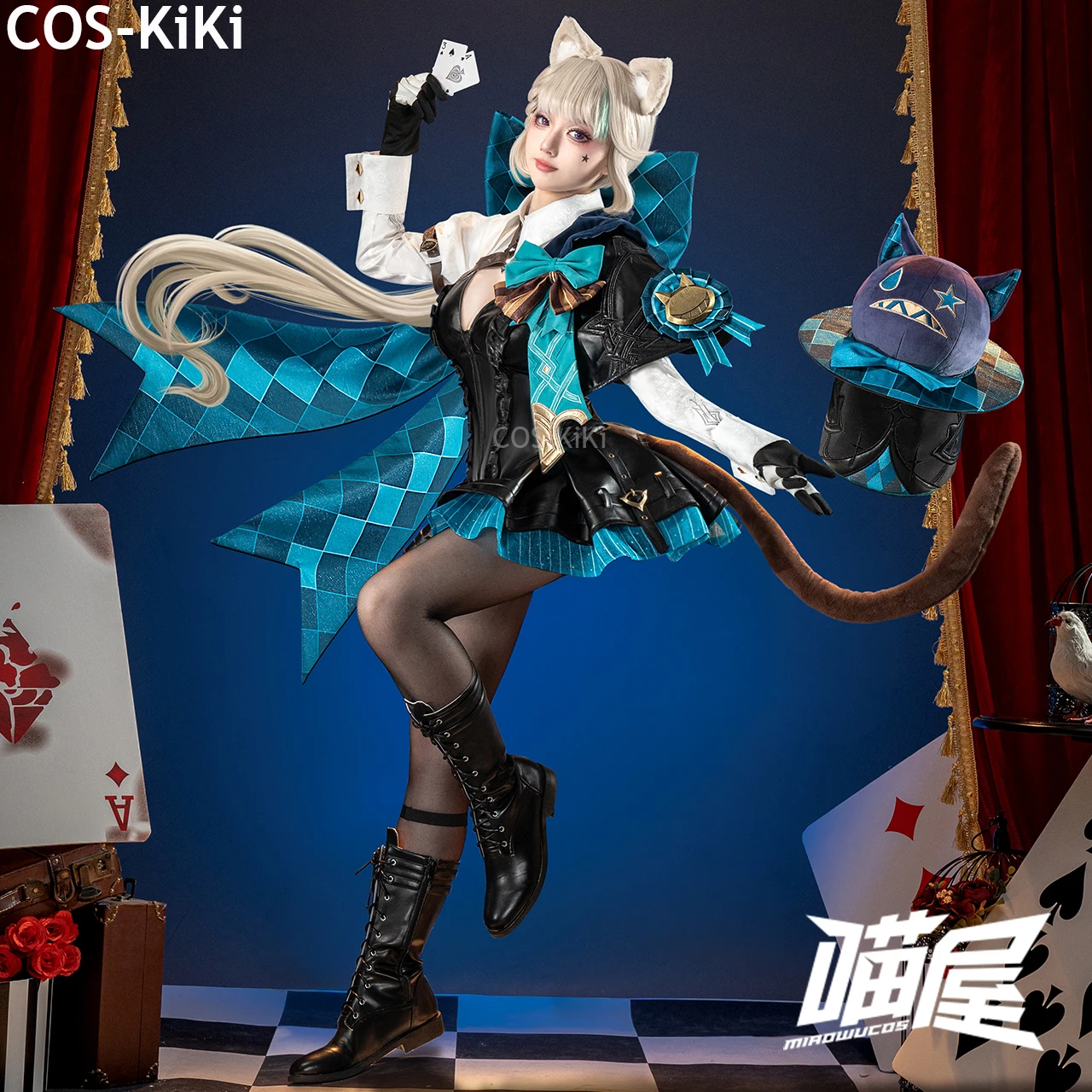 COS-KiKi Genshin Impact Lynette Magician Game Suit Gorgeous Dress Lovely Cosplay Costume Halloween Party Role Play Outfit Women