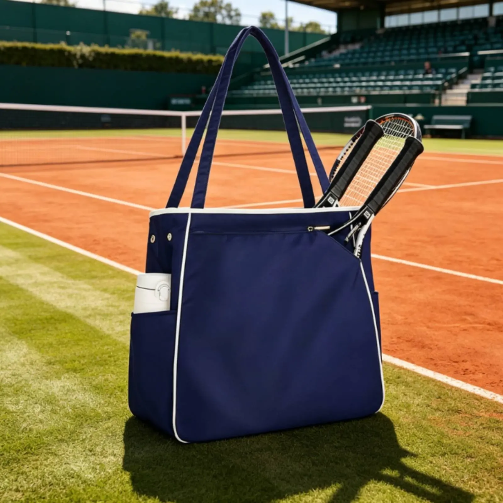 Tennis Racket Bag Large Capacity Pickleball Paddle Bag Water Resistant Sports Tote Portable Sports Tote with Shoe Compartment