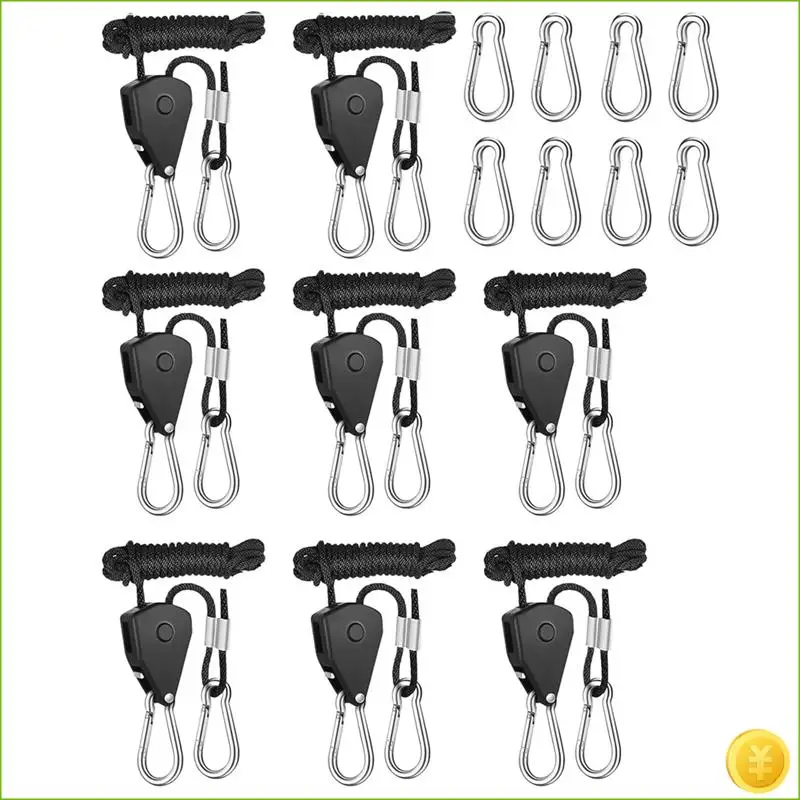 8Pack Ratchet Hangers, Adjustable Rope Hanger, Ratchet Rope, Pull Ratchet Hook, Adjustable Rope Hook, 2M, 1/8 Inch