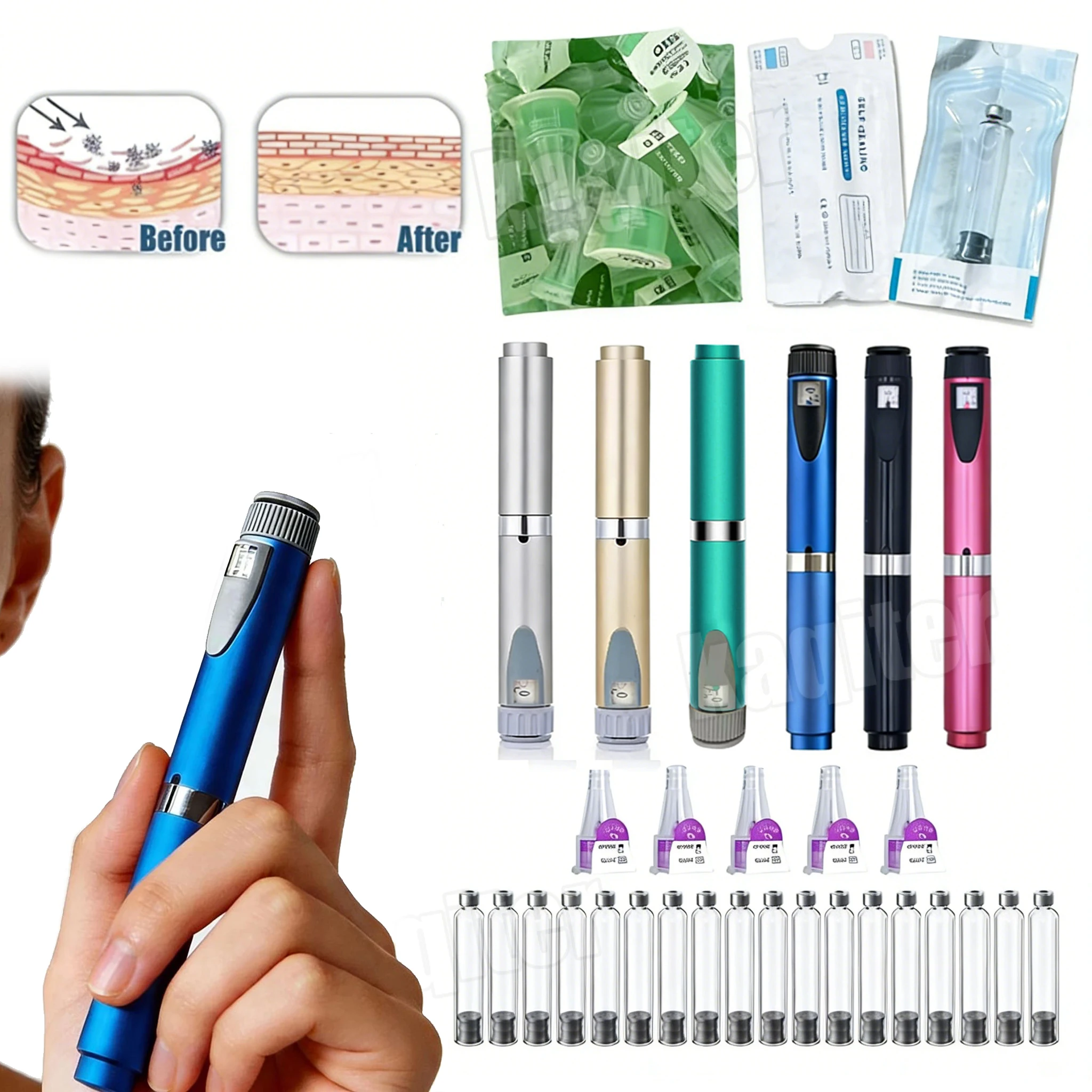 

Волшебная ручка для ухода от морщин, ручка для татуажа лица, 3 мл, стерильный картридж, расходные материалы, набор инструментов против морщин, 4 мм, 6 мм, 8 мм