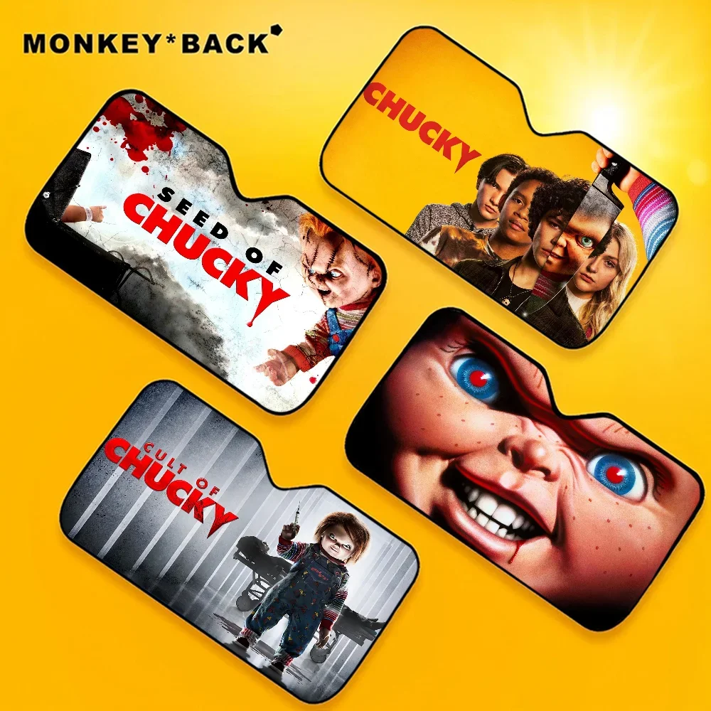 Movies Bride Of Chucky Series Windshield Cover Car Windshield Banner Car Window Shade Windshield Sunshade Western Car Decor