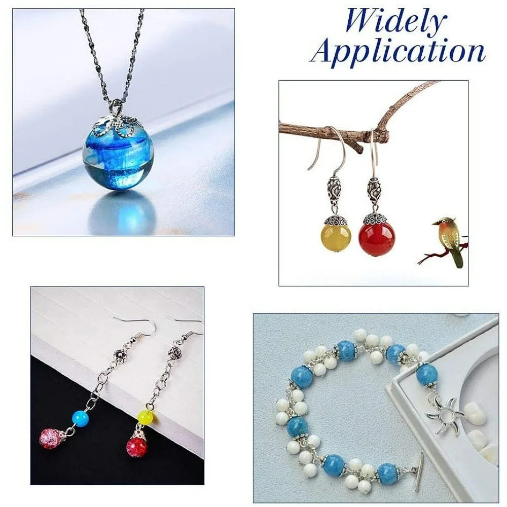 مجموعة واحدة من نتائج المجوهرات مع قبعات خرز من خليط معدني ودبوس عين حديدي 10.3 × 1.7 سم #2